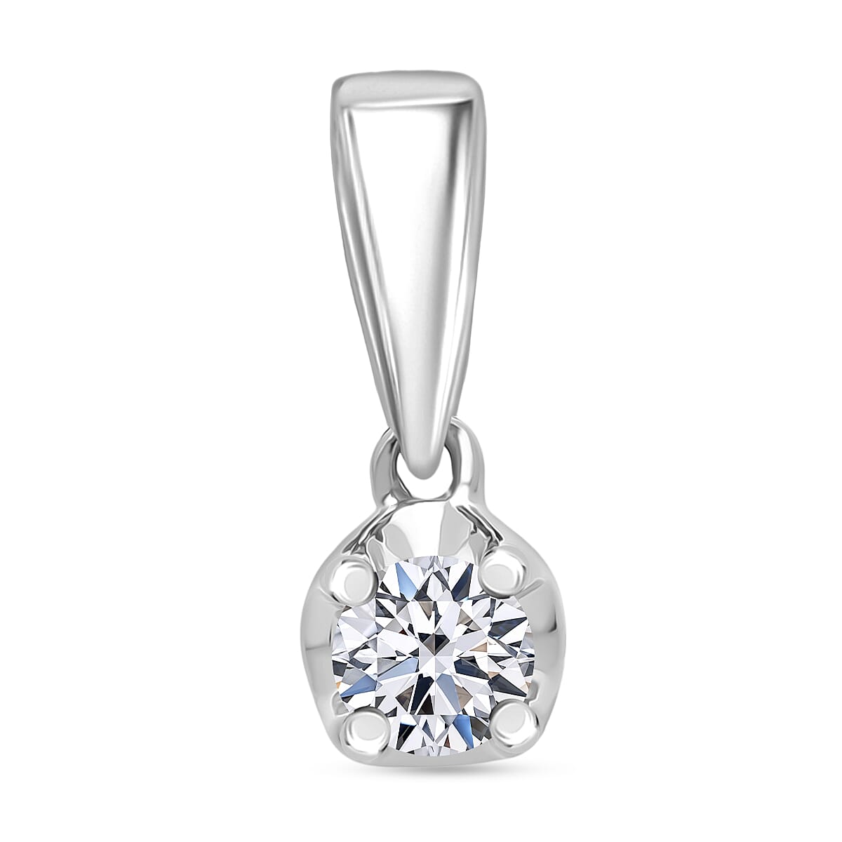 LUXURIANT Lab Grown Diamond Solitaire Pendant in Rhodium Overlay Sterling Silver 8485117 0