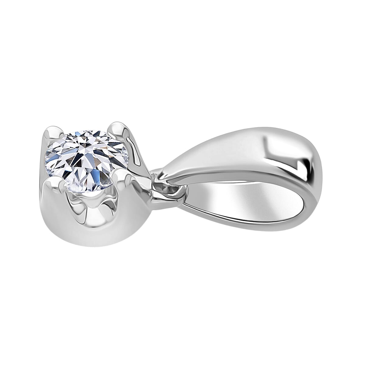 LUXURIANT Lab Grown Diamond Solitaire Pendant in Rhodium Overlay Sterling Silver 8485117 4