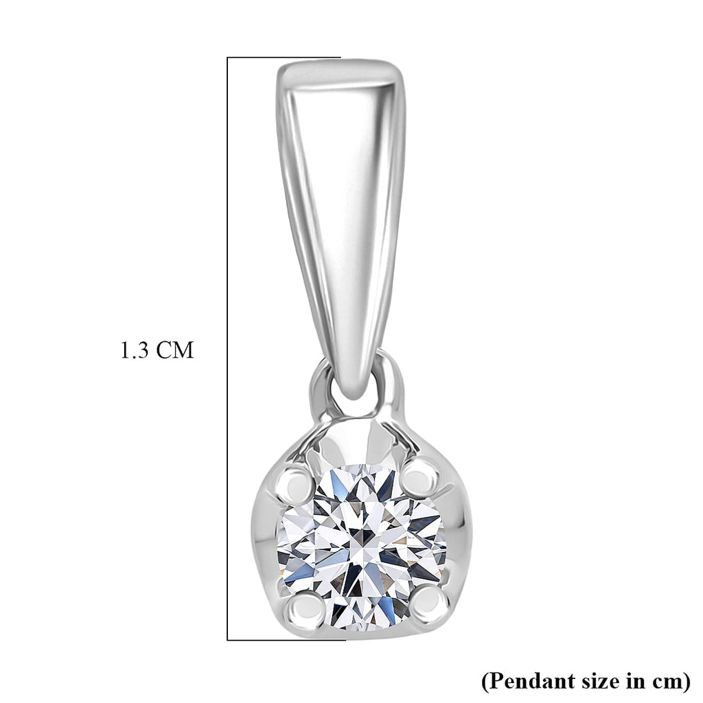 Luxuriant - Lab Grown Diamond Solitaire Pendant in Rhodium Overlay Sterling Silver