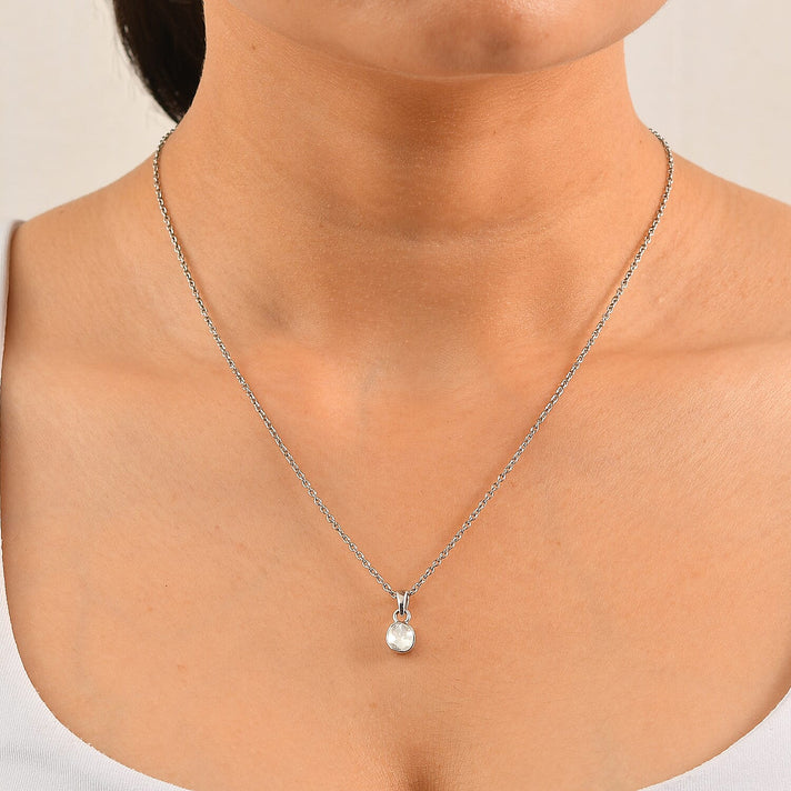 LUXURIANT Lab Grown Diamond Solitaire Pendant in Rhodium Overlay Sterling Silver 8551441 2