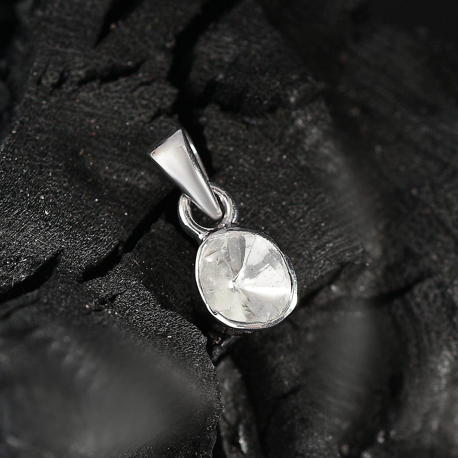 LUXURIANT Lab Grown Diamond Solitaire Pendant in Rhodium Overlay Sterling Silver 8551441 3