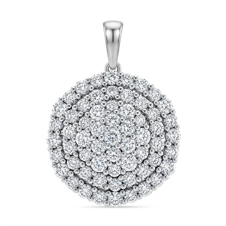 Hollywood Boulevard Collection - LUXURIANT 3 Ct. Lab Grown Diamond Cluster Pendant in Platinum Overlay Sterling Silver (SI-G-H) 8556543 1