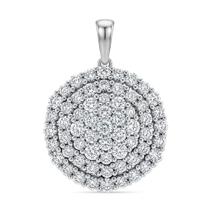 Hollywood Boulevard Collection - LUXURIANT 3 Ct. Lab Grown Diamond Cluster Pendant in Platinum Overlay Sterling Silver (SI-G-H) 8556543 1