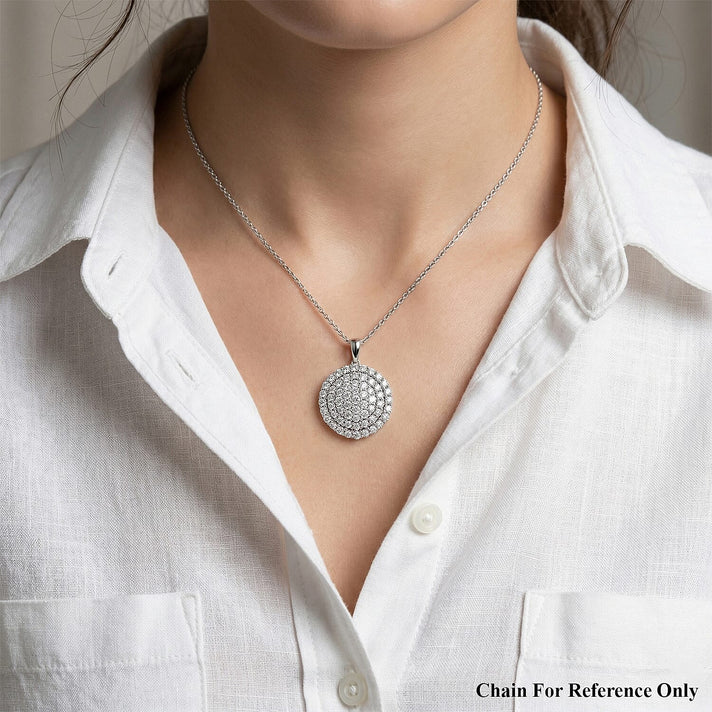 Hollywood Boulevard Collection - LUXURIANT 3 Ct. Lab Grown Diamond Cluster Pendant in Platinum Overlay Sterling Silver (SI-G-H) 8556543 2