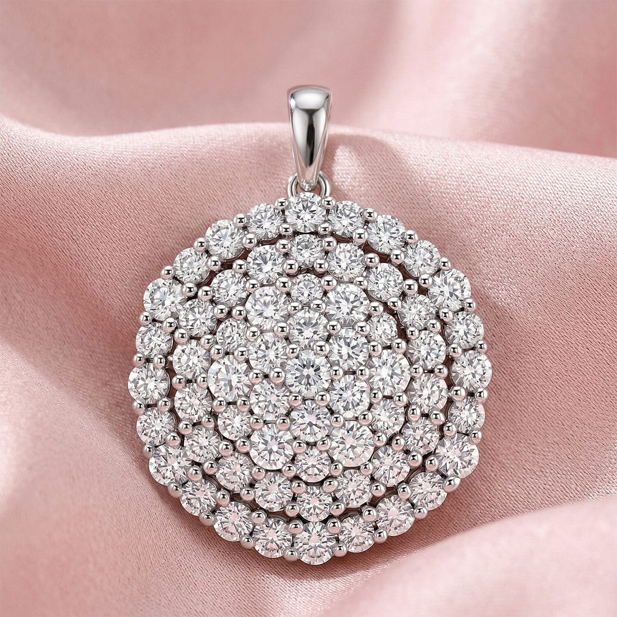Hollywood Boulevard Collection - LUXURIANT 3 Ct. Lab Grown Diamond Cluster Pendant in Platinum Overlay Sterling Silver (SI-G-H) 8556543 3