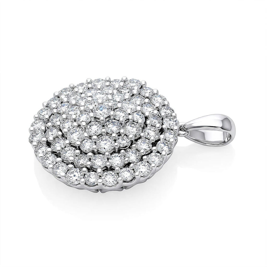 Hollywood Boulevard Collection - Luxuriant Lab Grown Diamond (Si-G-H) Fancy Pendant in Platinum Overlay Sterling Silver 3.00 Ct.