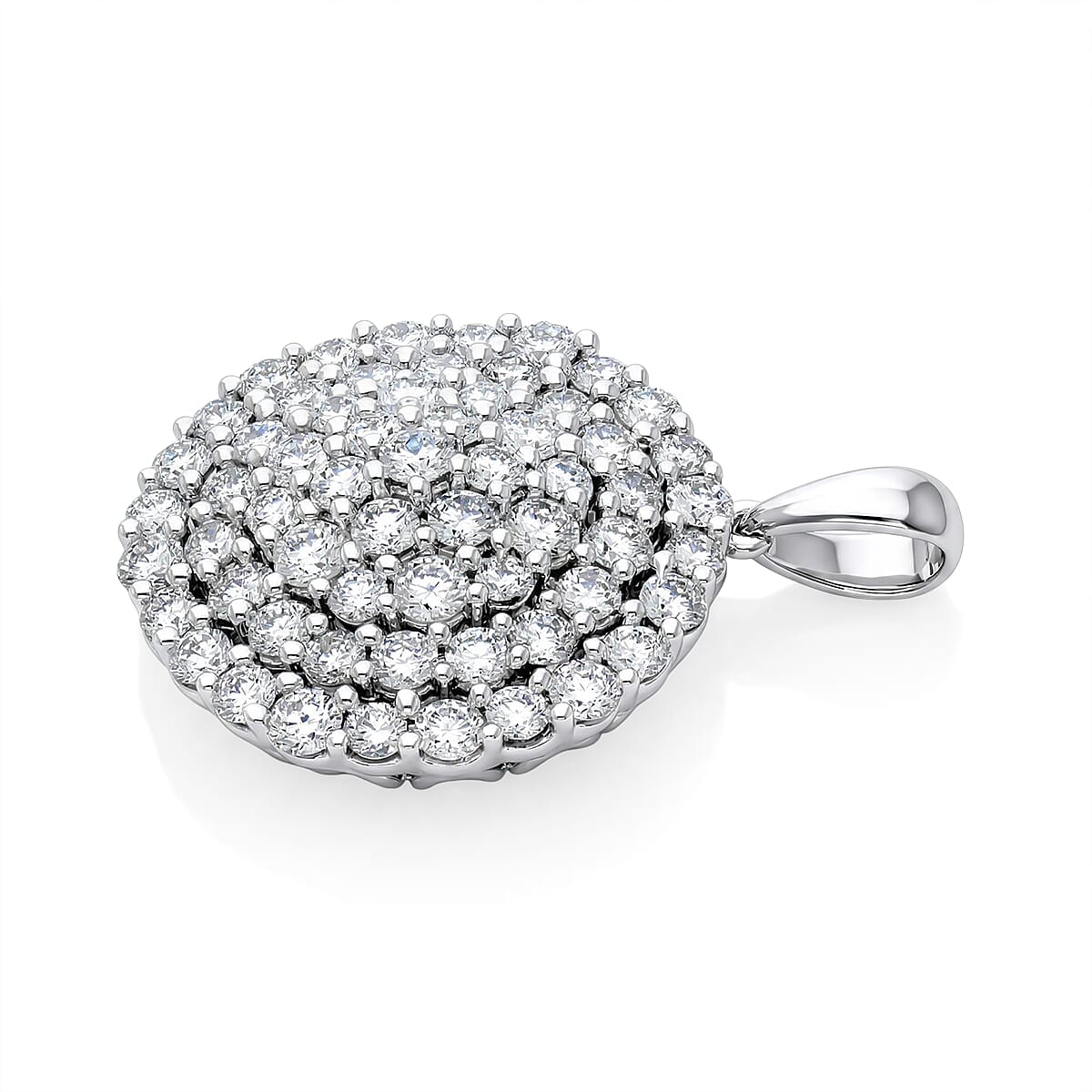 Hollywood Boulevard Collection - LUXURIANT 3 Ct. Lab Grown Diamond Cluster Pendant in Platinum Overlay Sterling Silver (SI-G-H) 8556543 4