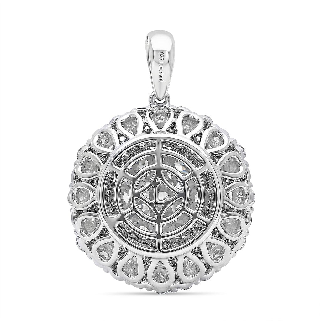 Hollywood Boulevard Collection - Luxuriant Lab Grown Diamond (Si-G-H) Fancy Pendant in Platinum Overlay Sterling Silver 3.00 Ct.