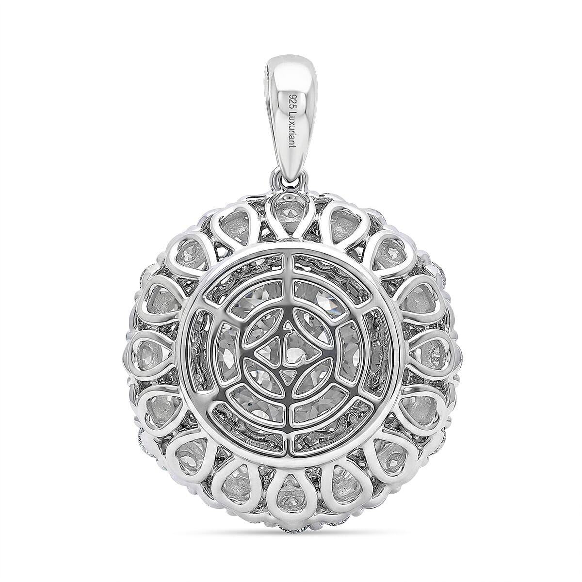 Hollywood Boulevard Collection - LUXURIANT 3 Ct. Lab Grown Diamond Cluster Pendant in Platinum Overlay Sterling Silver (SI-G-H) 8556543 5