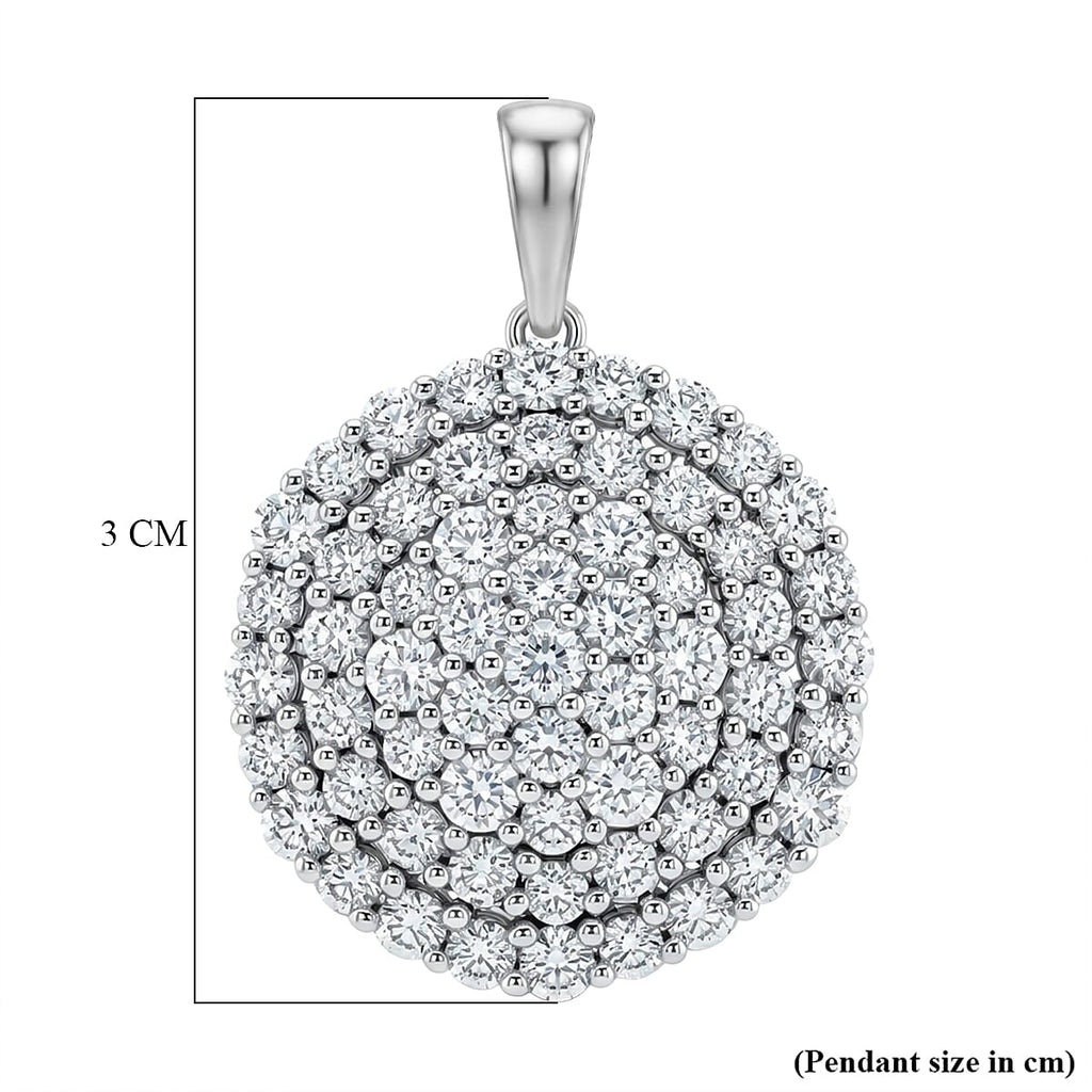 Hollywood Boulevard Collection - Luxuriant Lab Grown Diamond (Si-G-H) Fancy Pendant in Platinum Overlay Sterling Silver 3.00 Ct.