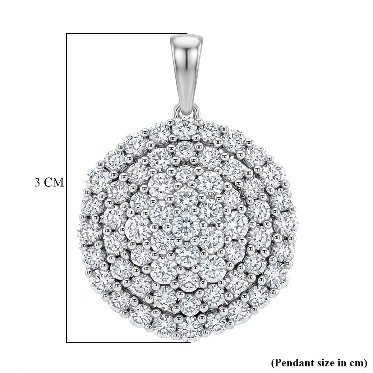 Hollywood Boulevard Collection - LUXURIANT 3 Ct. Lab Grown Diamond Cluster Pendant in Platinum Overlay Sterling Silver (SI-G-H) 8556543 6