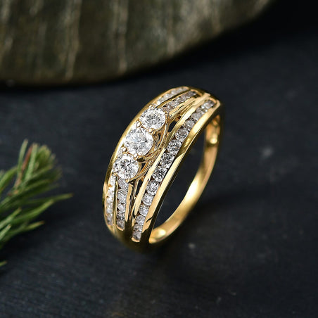 LUXURIANT Lab Grown Diamond 3-Stone Ring in 18K Vermeil Yellow Gold Plated Sterling Silver 1 Ct. 8256288 2