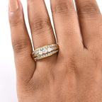 NY Close Out Deal- Luxuriant Lab Grown Diamond (SI-GH) 3 Stone Ring in 18K Vermeil Yellow Gold Plated Sterling Silver 1.25 Ct.