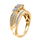 NY Close Out Deal- Luxuriant Lab Grown Diamond (SI-GH) 3 Stone Ring in 18K Vermeil Yellow Gold Plated Sterling Silver 1.25 Ct.