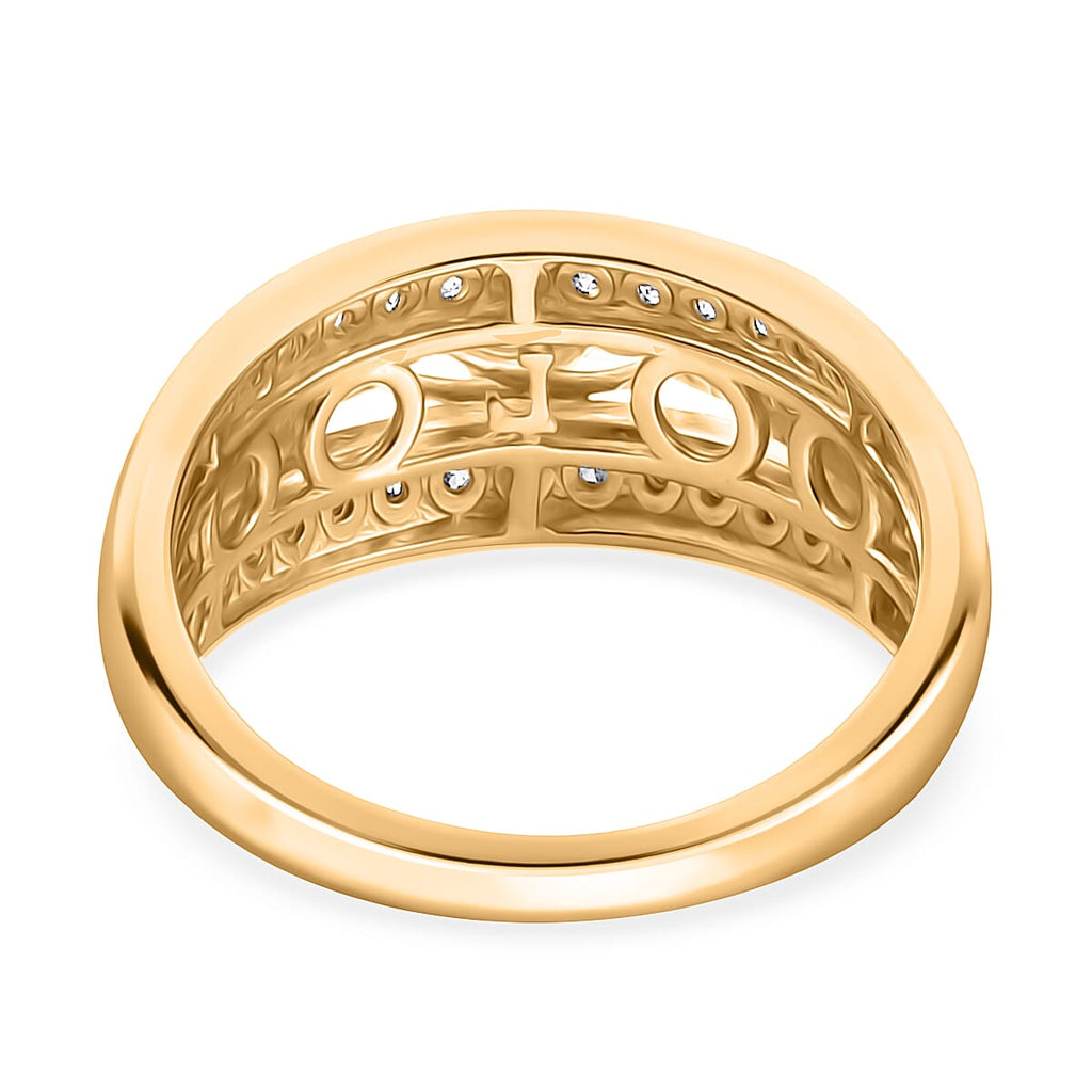 NY Close Out Deal- Luxuriant Lab Grown Diamond (SI-GH) 3 Stone Ring in 18K Vermeil Yellow Gold Plated Sterling Silver 1.25 Ct.