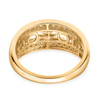 NY Close Out Deal- Luxuriant Lab Grown Diamond (SI-GH) 3 Stone Ring in 18K Vermeil Yellow Gold Plated Sterling Silver 1.25 Ct.