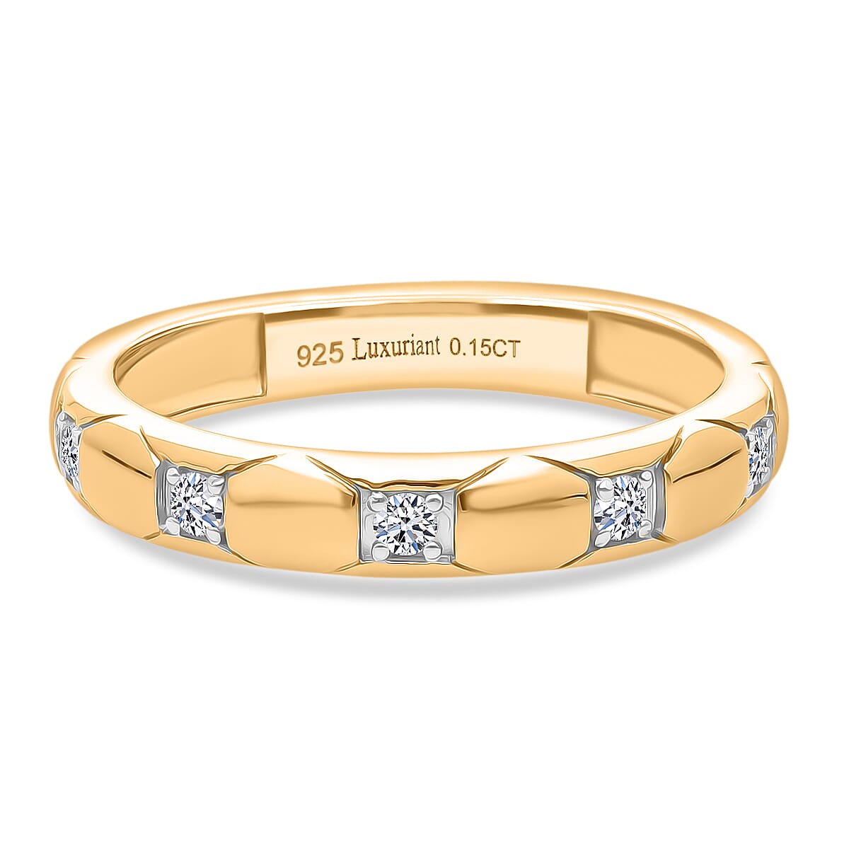 LUXURIANT Lab Grown Diamond 5-Stone Stackable Ring in 18K Vermeil Yellow Gold Plated Sterling Silver (SI-GH) 8312274 0