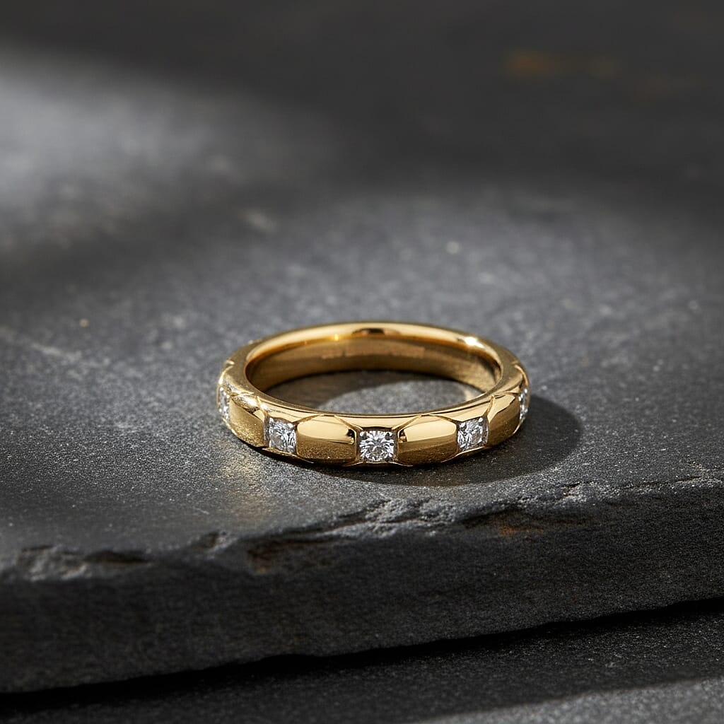 LUXURIANT Lab Grown Diamond 5-Stone Stackable Ring in 18K Vermeil Yellow Gold Plated Sterling Silver (SI-GH) 8312274 1