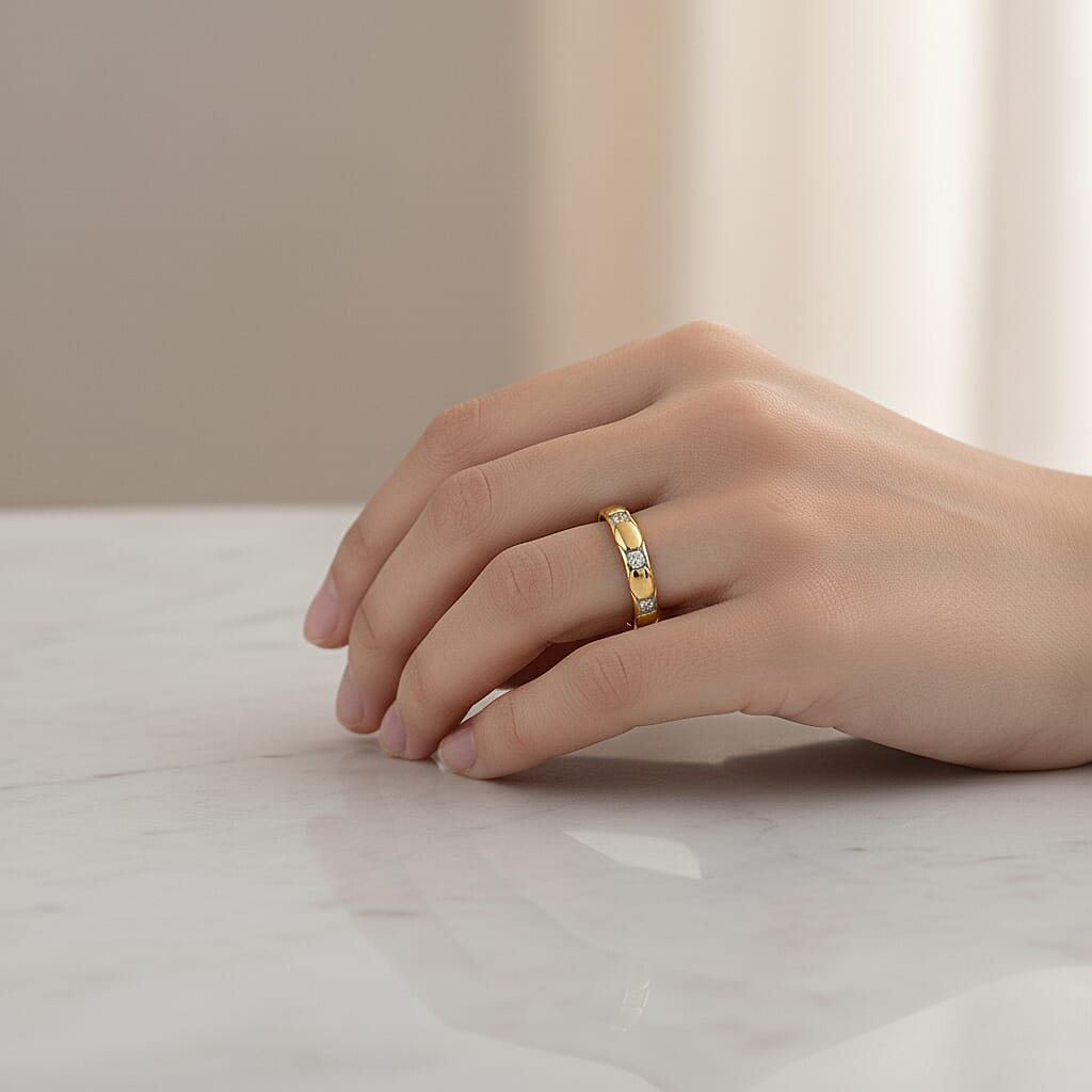 LUXURIANT Lab Grown Diamond 5-Stone Stackable Ring in 18K Vermeil Yellow Gold Plated Sterling Silver (SI-GH) 8312274 2