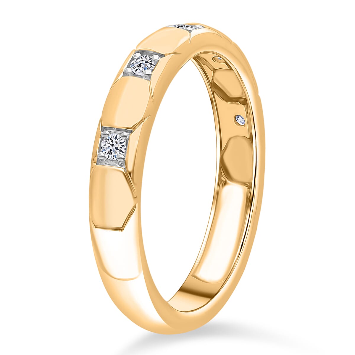 LUXURIANT Lab Grown Diamond 5-Stone Stackable Ring in 18K Vermeil Yellow Gold Plated Sterling Silver (SI-GH) 8312274 3