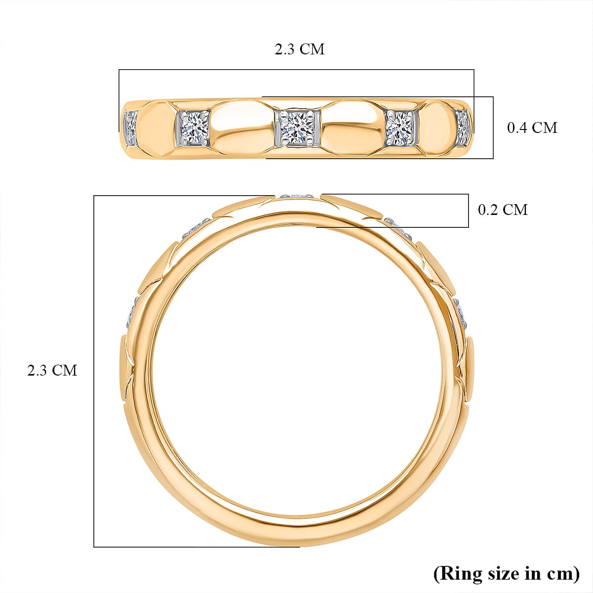 LUXURIANT Lab Grown Diamond 5-Stone Stackable Ring in 18K Vermeil Yellow Gold Plated Sterling Silver (SI-GH) 8312274 5
