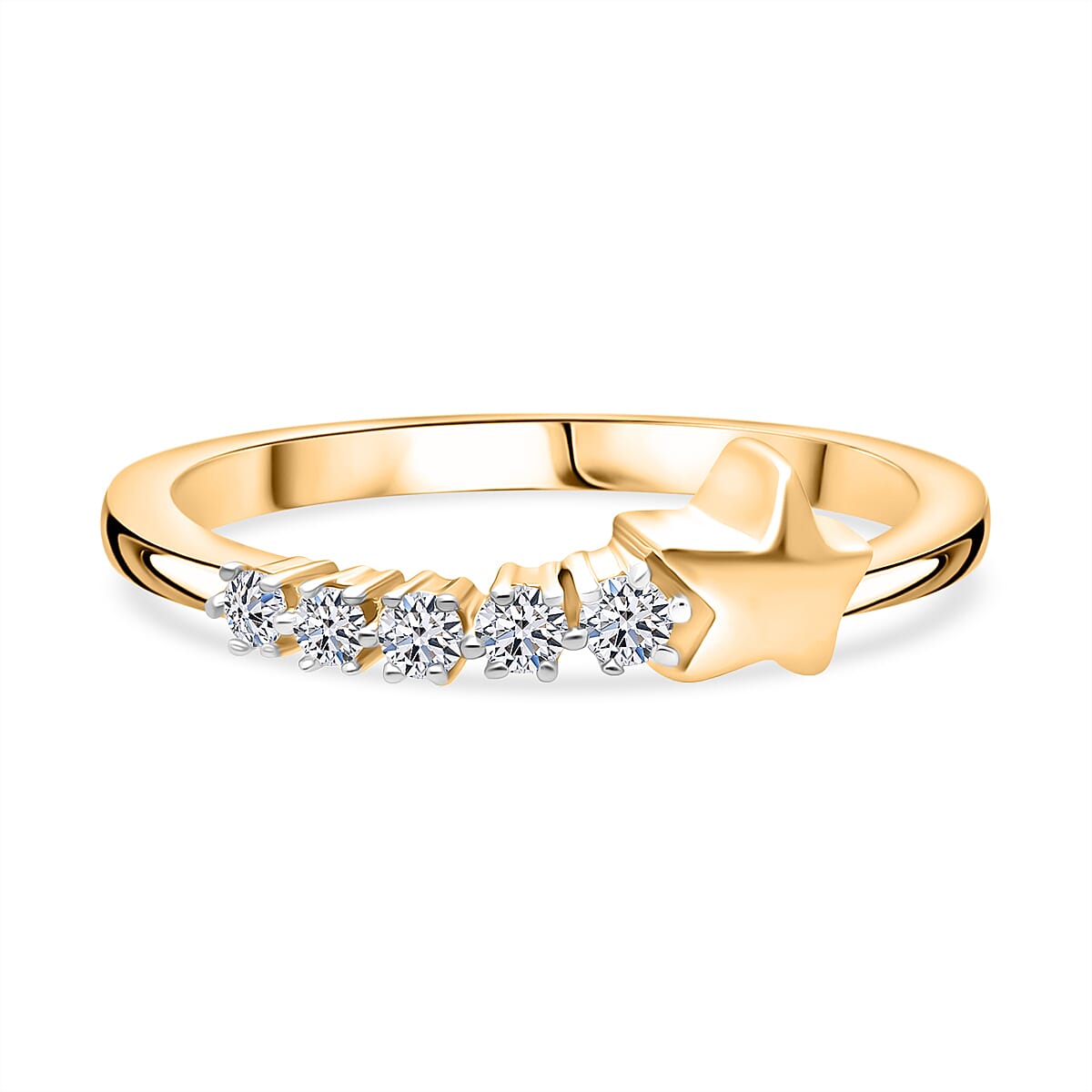 LUXURIANT Lab Grown Diamond 5 Stone Ring in 18K Vermeil Yellow Gold Plated Sterling Silver 8303029 0