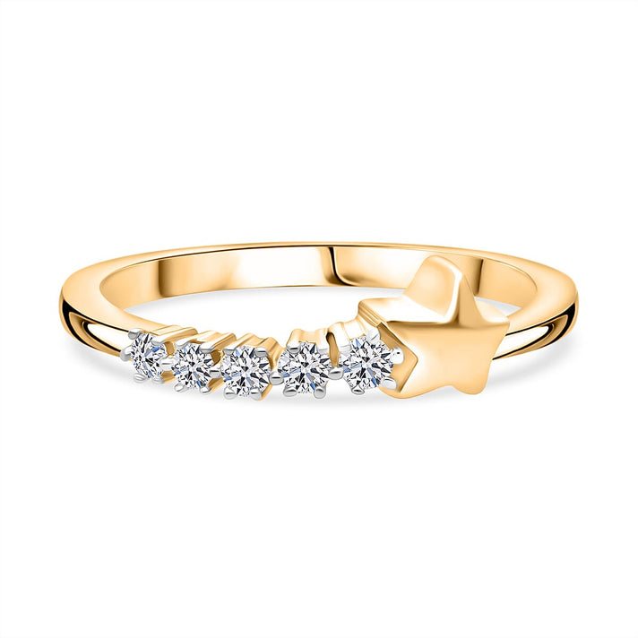 LUXURIANT Lab Grown Diamond 5 Stone Ring in 18K Vermeil Yellow Gold Plated Sterling Silver 8303029 1