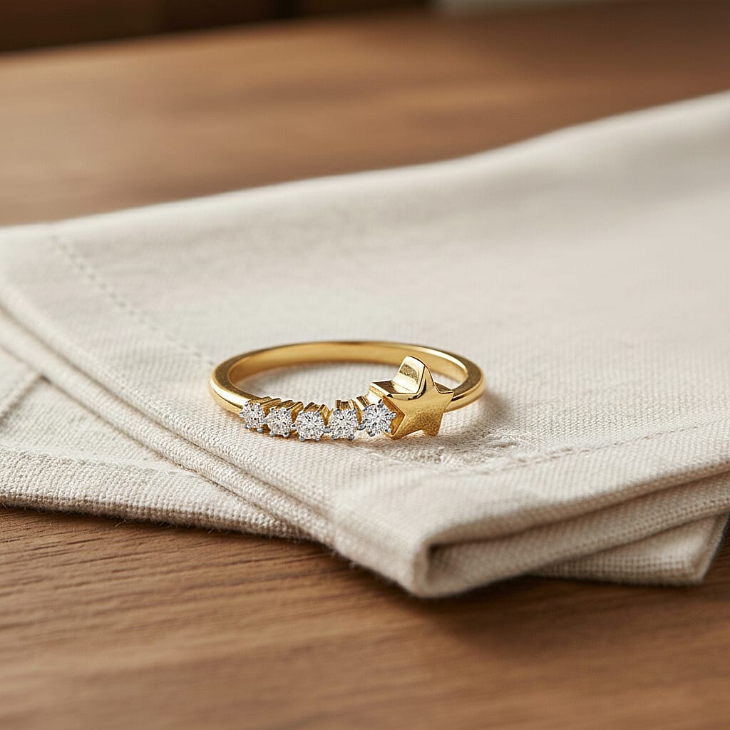 LUXURIANT Lab Grown Diamond 5 Stone Ring in 18K Vermeil Yellow Gold Plated Sterling Silver 8303029 1