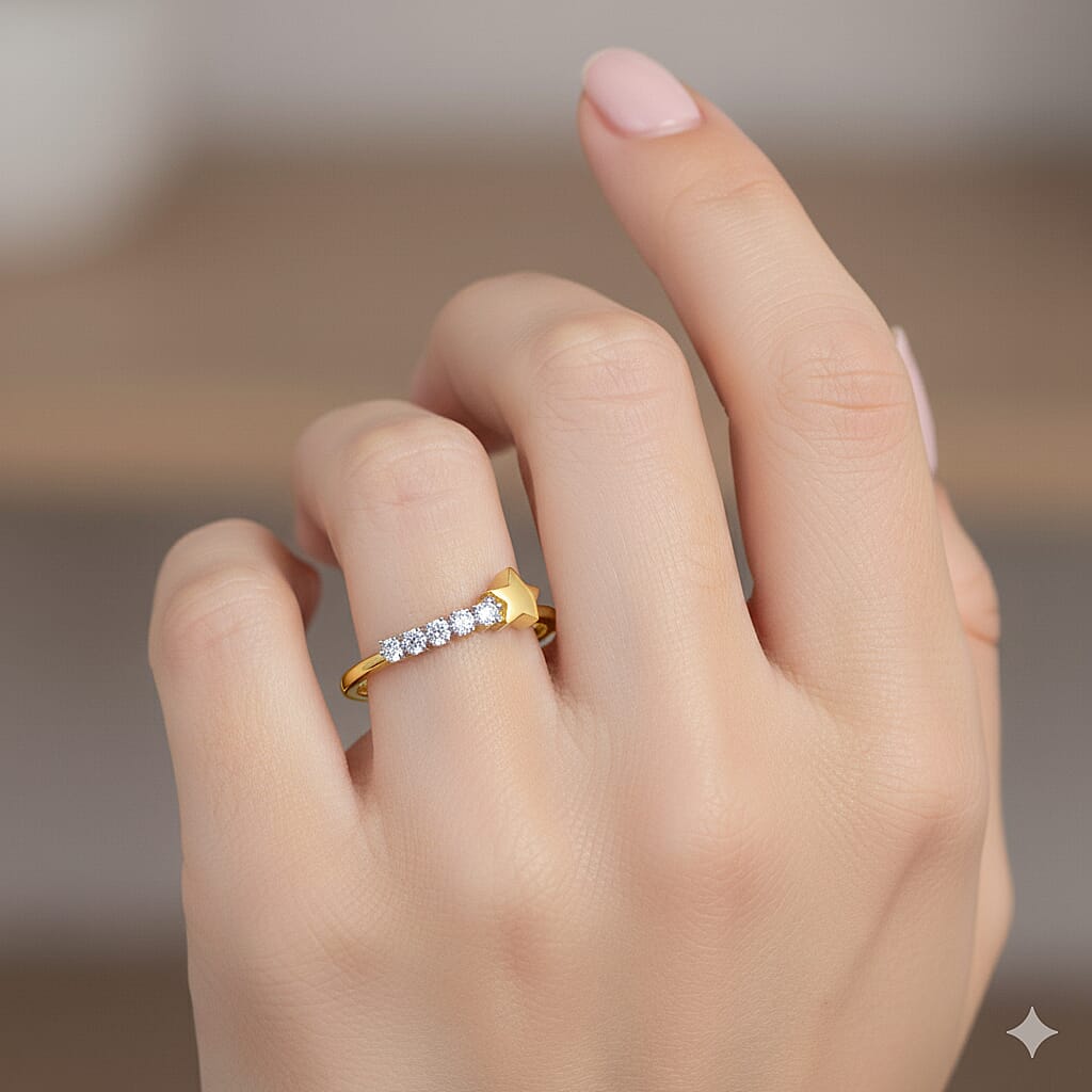 Luxuriant Lab Grown Diamond (SI-GH) Ring in 18K Vermeil Yellow Gold Plated Sterling Silver 0.16 Ct.