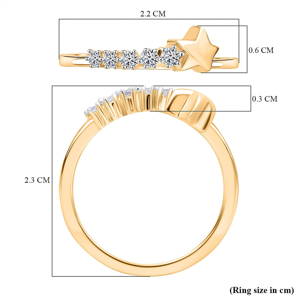 Luxuriant Lab Grown Diamond (SI-GH) Ring in 18K Vermeil Yellow Gold Plated Sterling Silver 0.16 Ct.