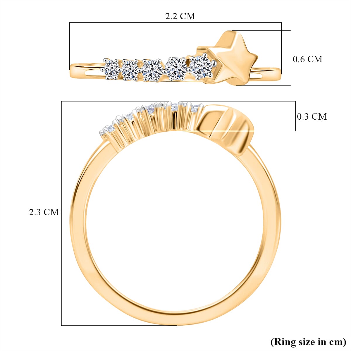 LUXURIANT Lab Grown Diamond 5 Stone Ring in 18K Vermeil Yellow Gold Plated Sterling Silver 8303029 5