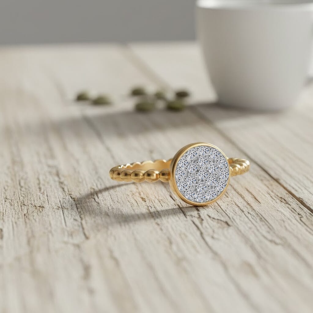 LUXURIANT Lab Grown Diamond Cluster Ring in 18K Vermeil Yellow Gold Sterling Silver 8304590 2