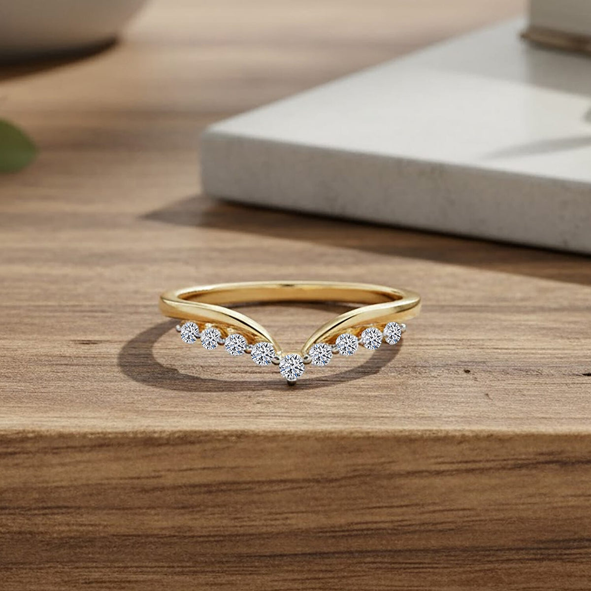 LUXURIANT 0.25 Ct. Lab Grown Diamond Wishbone Ring in 18K Vermeil Yellow Gold Plated Sterling Silver 8304622 1