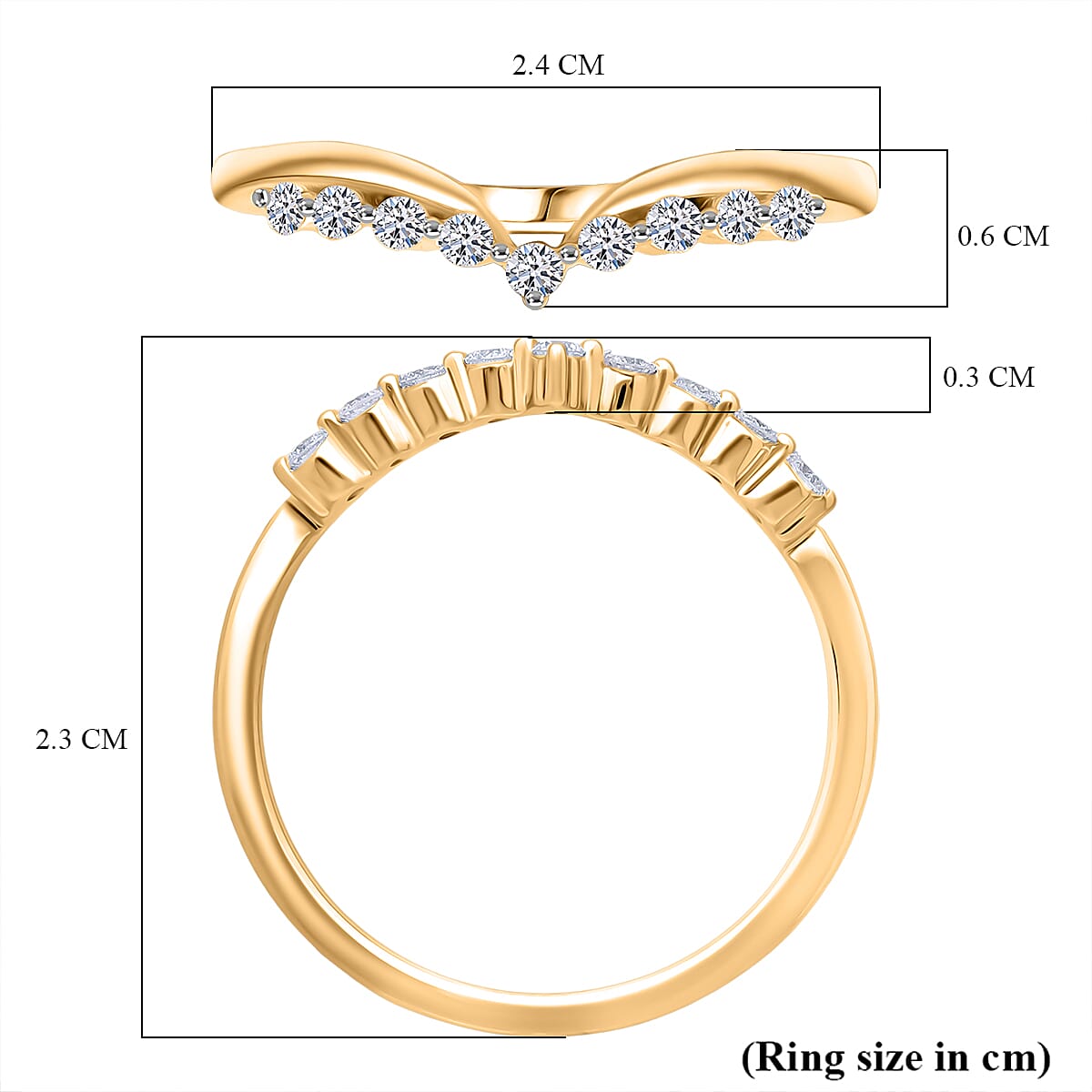 LUXURIANT 0.25 Ct. Lab Grown Diamond Wishbone Ring in 18K Vermeil Yellow Gold Plated Sterling Silver 8304622 5
