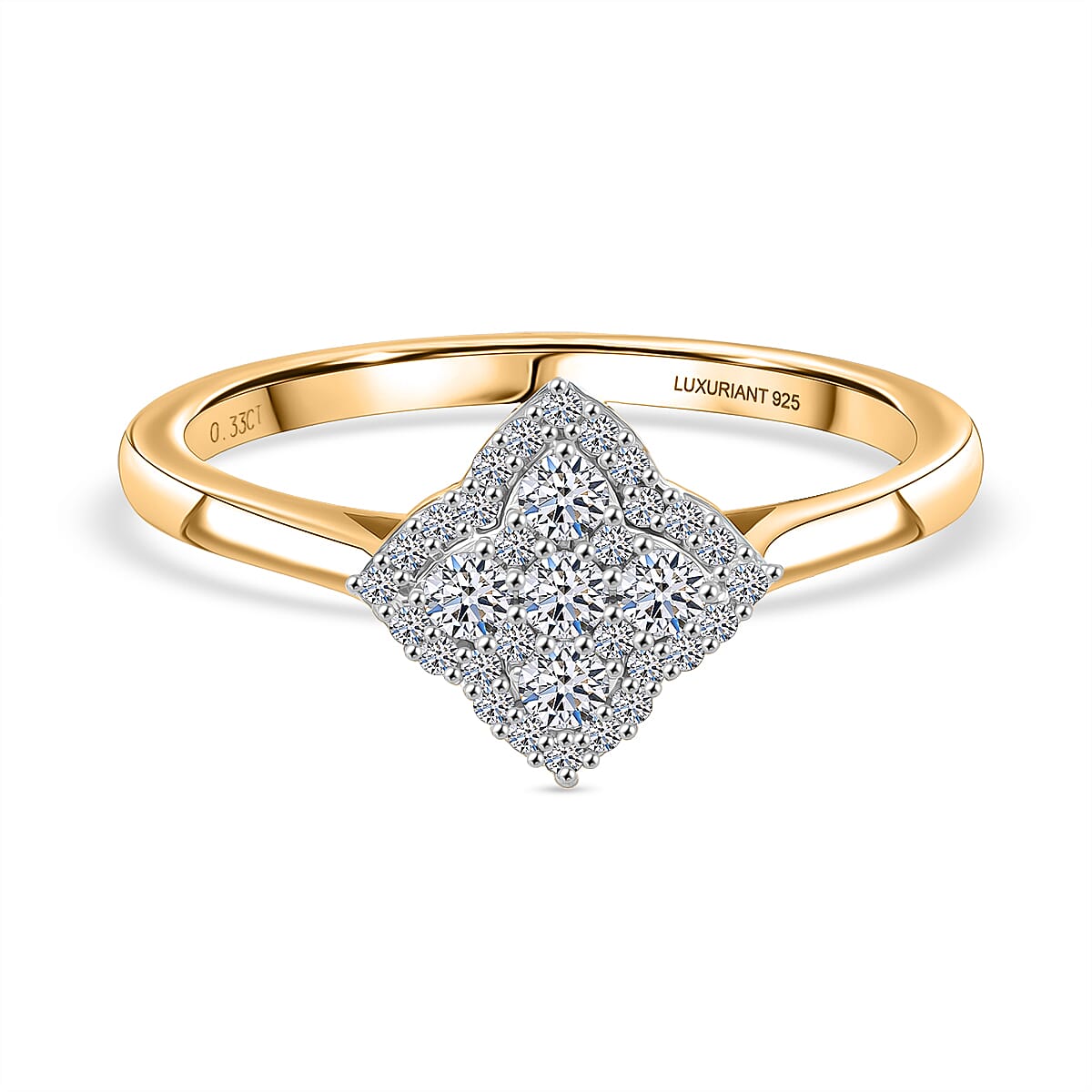 LUXURIANT 0.3 Ct. Lab Grown Diamond Floral Ring in 18K Vermeil Yellow Gold Plated Sterling Silver 8322836 0