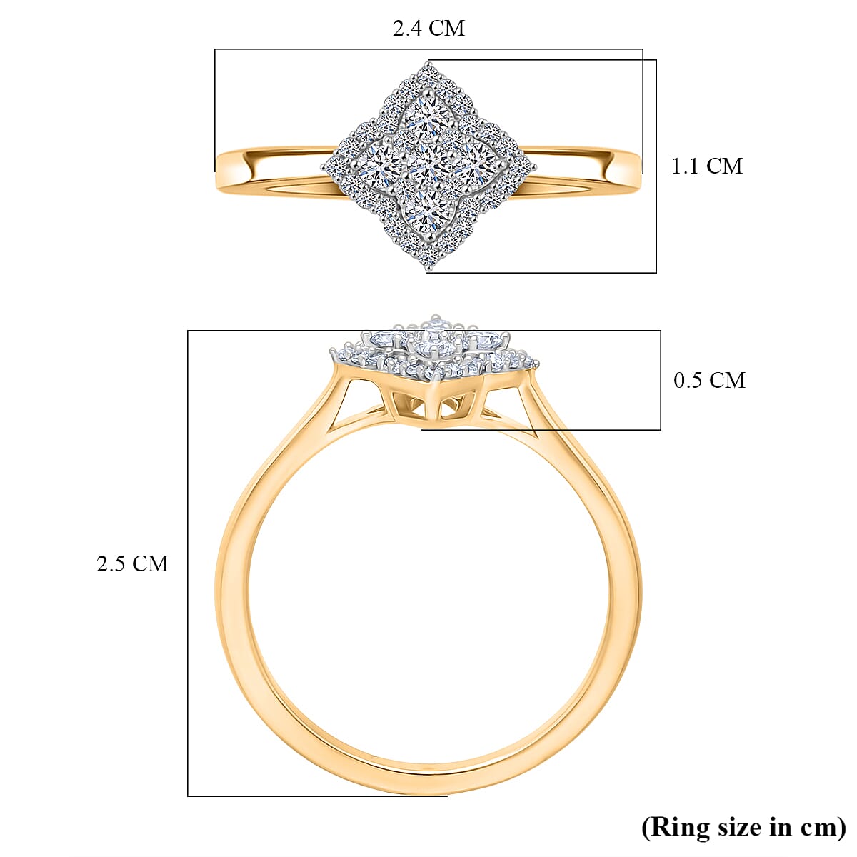 LUXURIANT 0.3 Ct. Lab Grown Diamond Floral Ring in 18K Vermeil Yellow Gold Plated Sterling Silver 8322836 5