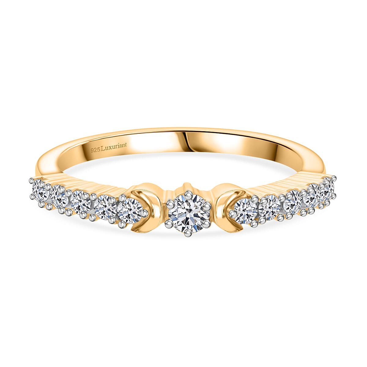 LUXURIANT Lab Grown Diamond Half-Eternity Ring in 18K Vermeil Yellow Gold Plated Sterling Silver 8303048 0