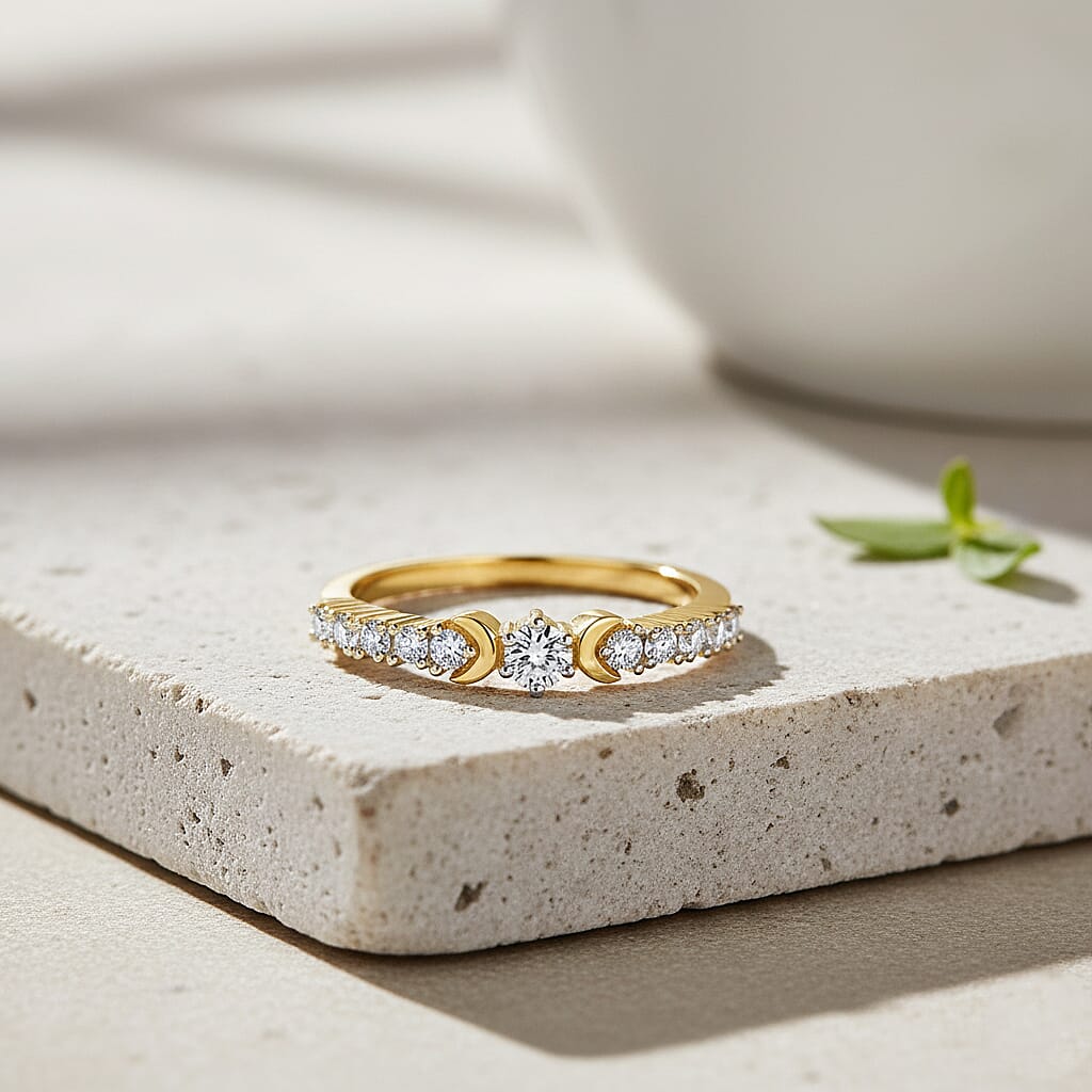 LUXURIANT Lab Grown Diamond Half-Eternity Ring in 18K Vermeil Yellow Gold Plated Sterling Silver 8303048 1