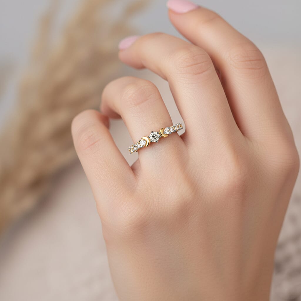 LUXURIANT Lab Grown Diamond Half-Eternity Ring in 18K Vermeil Yellow Gold Plated Sterling Silver 8303048 2