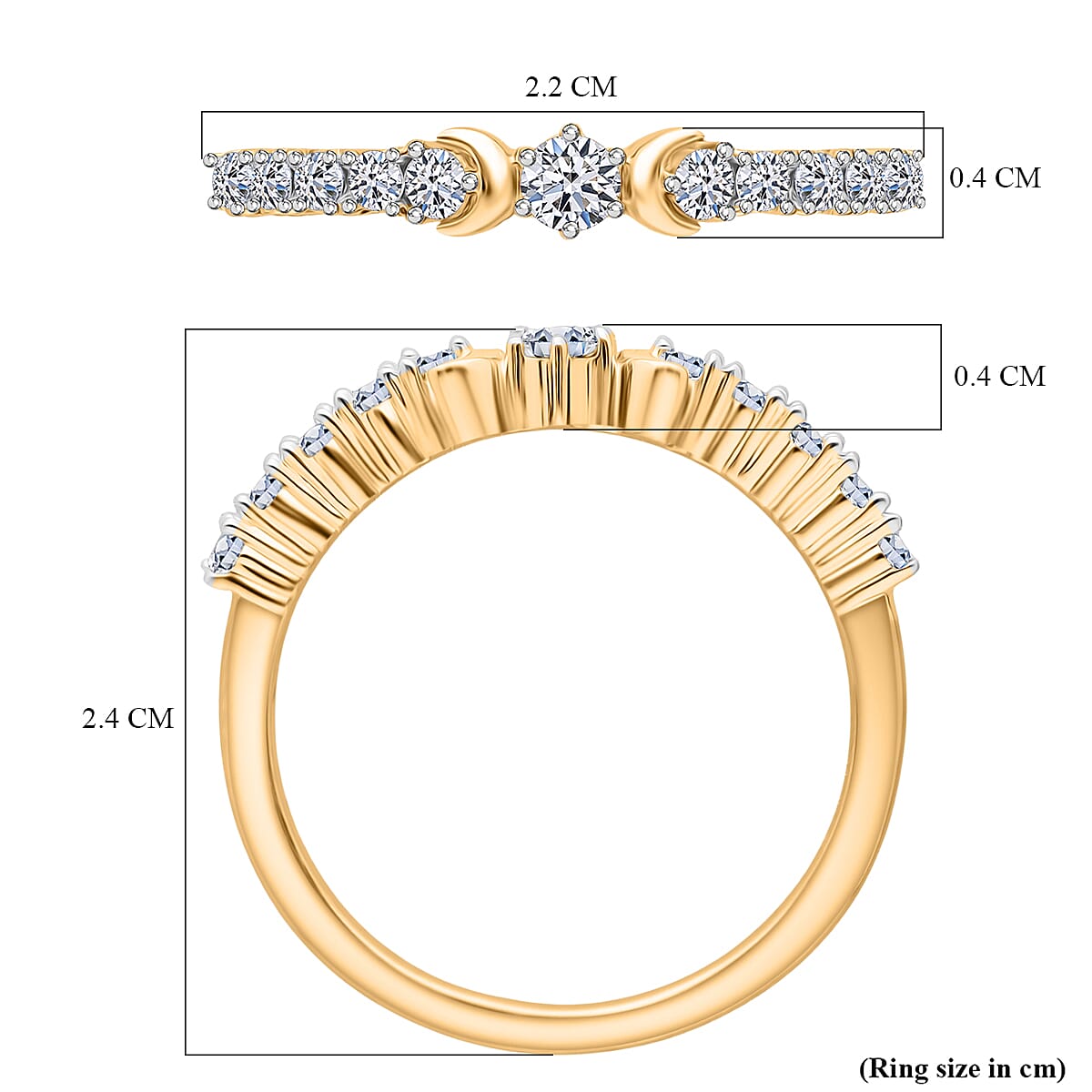 LUXURIANT Lab Grown Diamond Half-Eternity Ring in 18K Vermeil Yellow Gold Plated Sterling Silver 8303048 5
