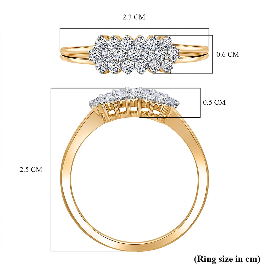 Luxuriant Lab Grown Diamond (SI-GH) Ring in 18K Vermeil Yellow Gold Plated Sterling Silver 0.50 Ct.