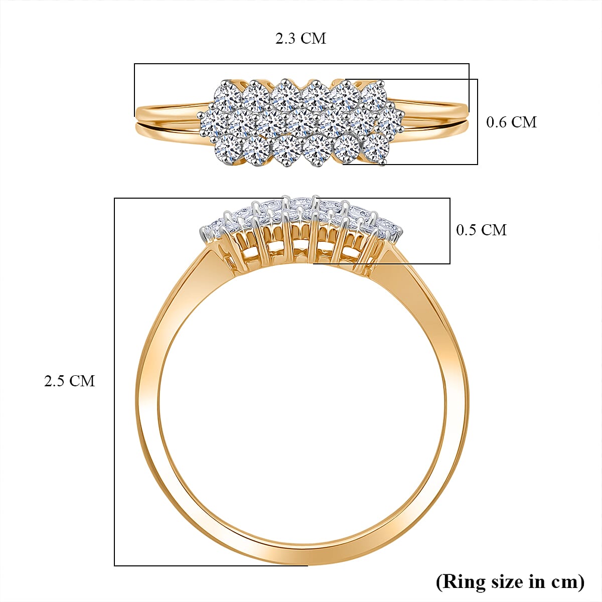LUXURIANT 0.5 Ct. Lab Grown Diamond Cluster Ring in 18K Vermeil Yellow Gold Plated Sterling Silver 8304844 6