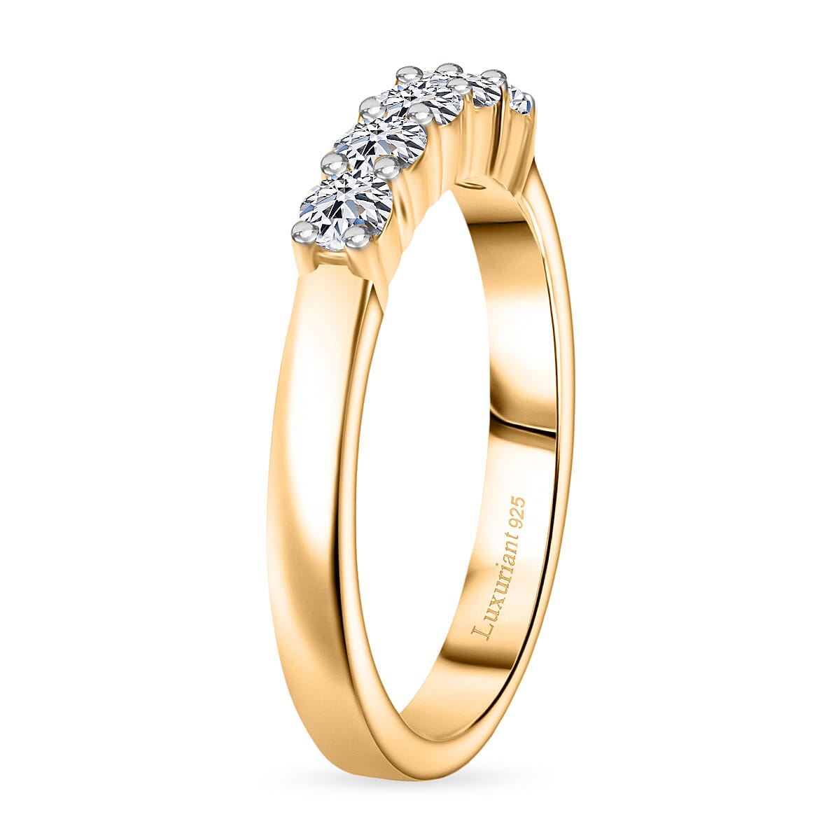 LUXURIANT 0.5 Ct. Lab Grown Diamond 5 Stone Ring in 18K YG Vermeil Sterling Silver 8291626 4