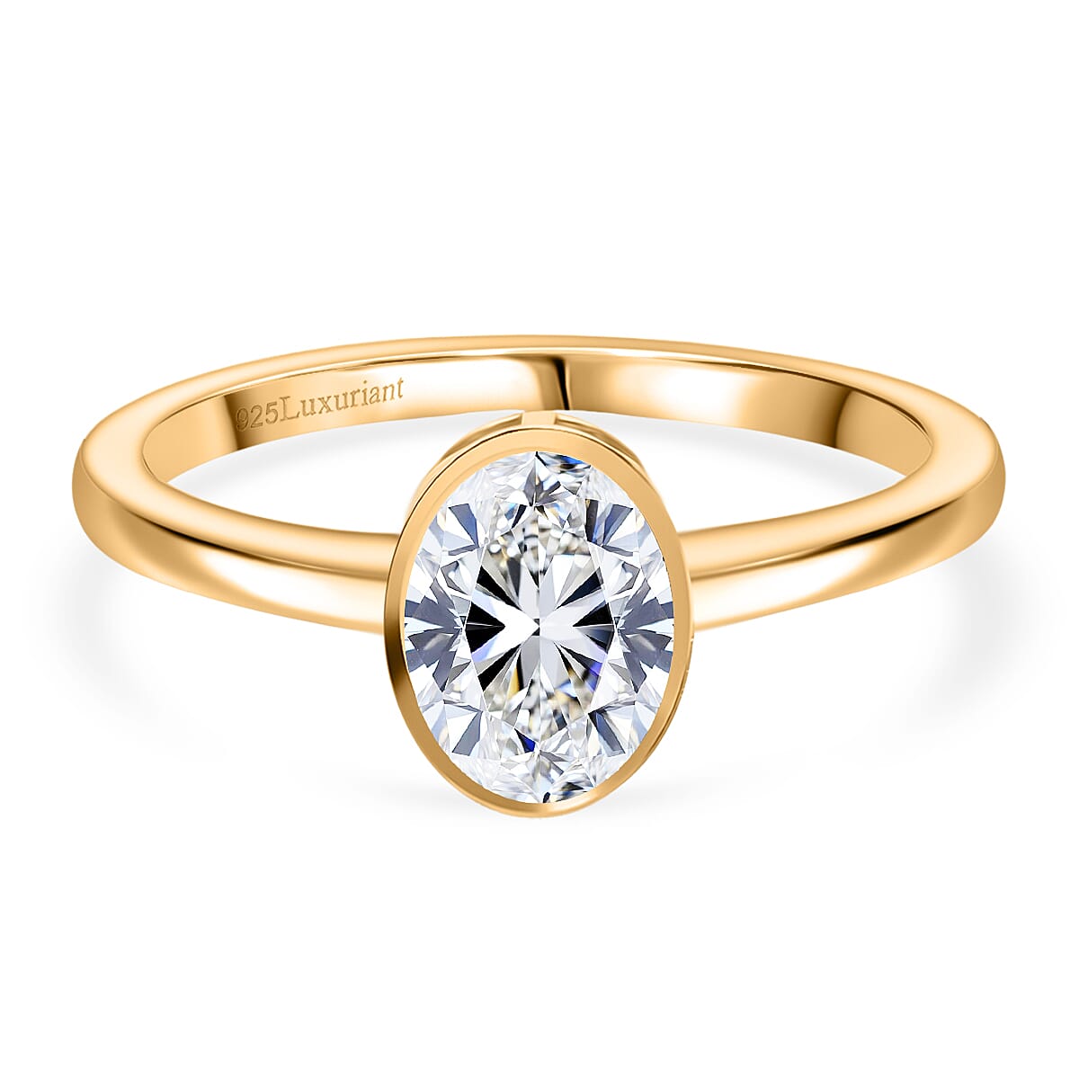 LUXURIANT 1 Ct. Lab Grown Diamond Solitaire Ring in 18K Vermeil Yellow Gold Sterling Silver 8367688 0