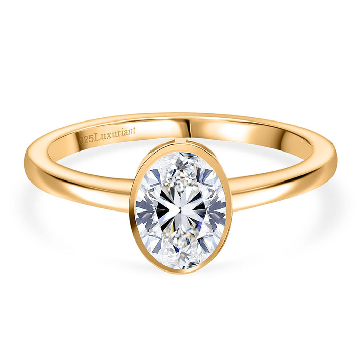 LUXURIANT 1 Ct. Lab Grown Diamond Solitaire Ring in 18K Vermeil Yellow Gold Sterling Silver 8367670 1
