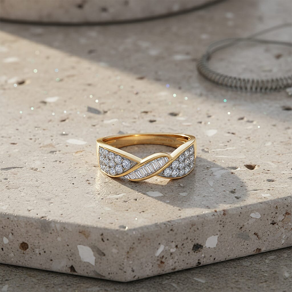 LUXURIANT 1 Ct. Lab Grown Diamond Cluster Ring in 18K Vermeil Yellow Gold Plated Sterling Silver, SGL Certified V32687634 3