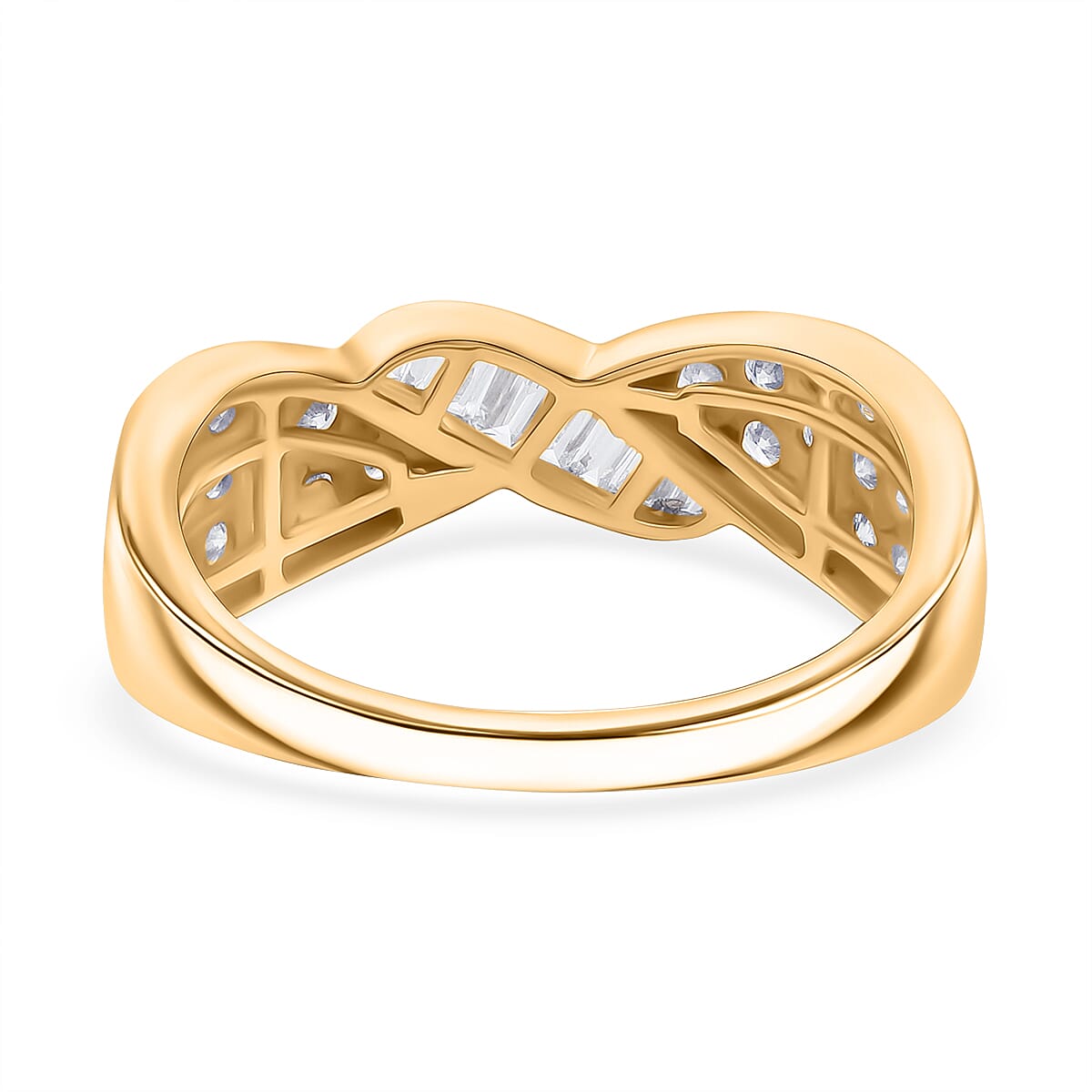 LUXURIANT 1 Ct. Lab Grown Diamond Cluster Ring in 18K Vermeil Yellow Gold Plated Sterling Silver, SGL Certified V32687634 5