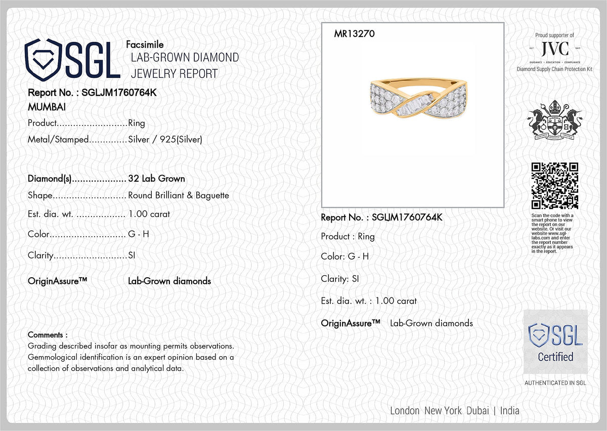 LUXURIANT 1 Ct. Lab Grown Diamond Cluster Ring in 18K Vermeil Yellow Gold Plated Sterling Silver, SGL Certified V32687634 7