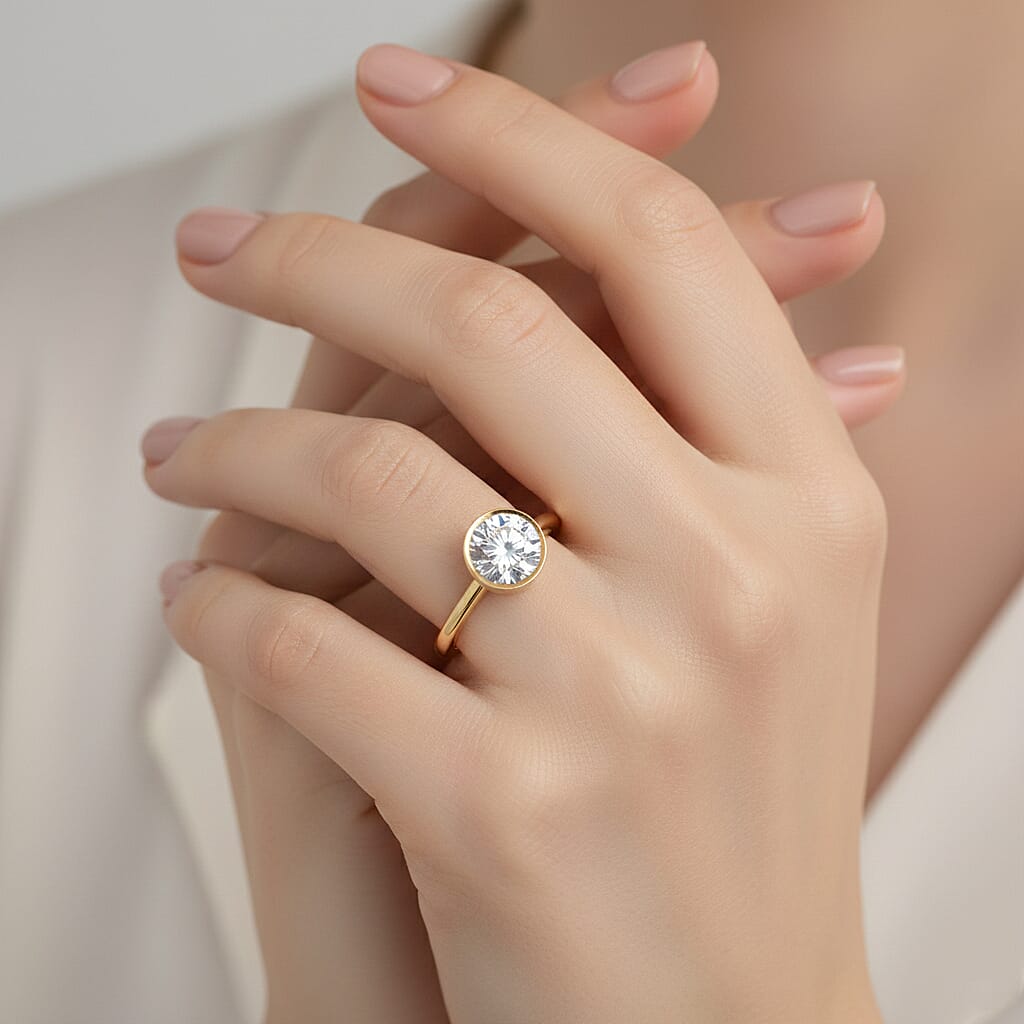 Luxuriant Lab Grown Diamond (SI-GH) Ring in 18K Vermeil Yellow Gold Plated Sterling Silver 1.00 Ct.