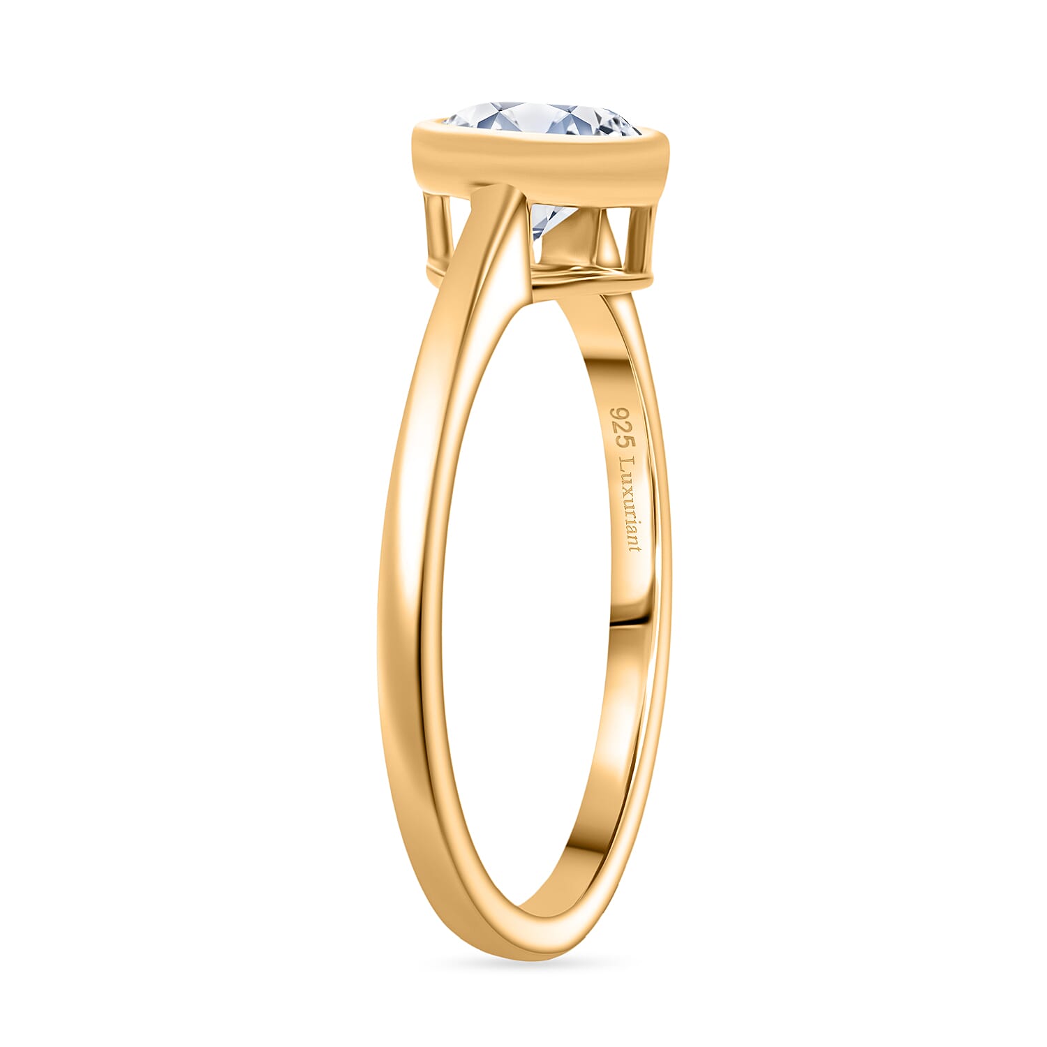 LUXURIANT 1 Ct. Lab Grown Diamond Solitaire Ring in 18K Vermeil Yellow Gold Sterling Silver 8367670 4